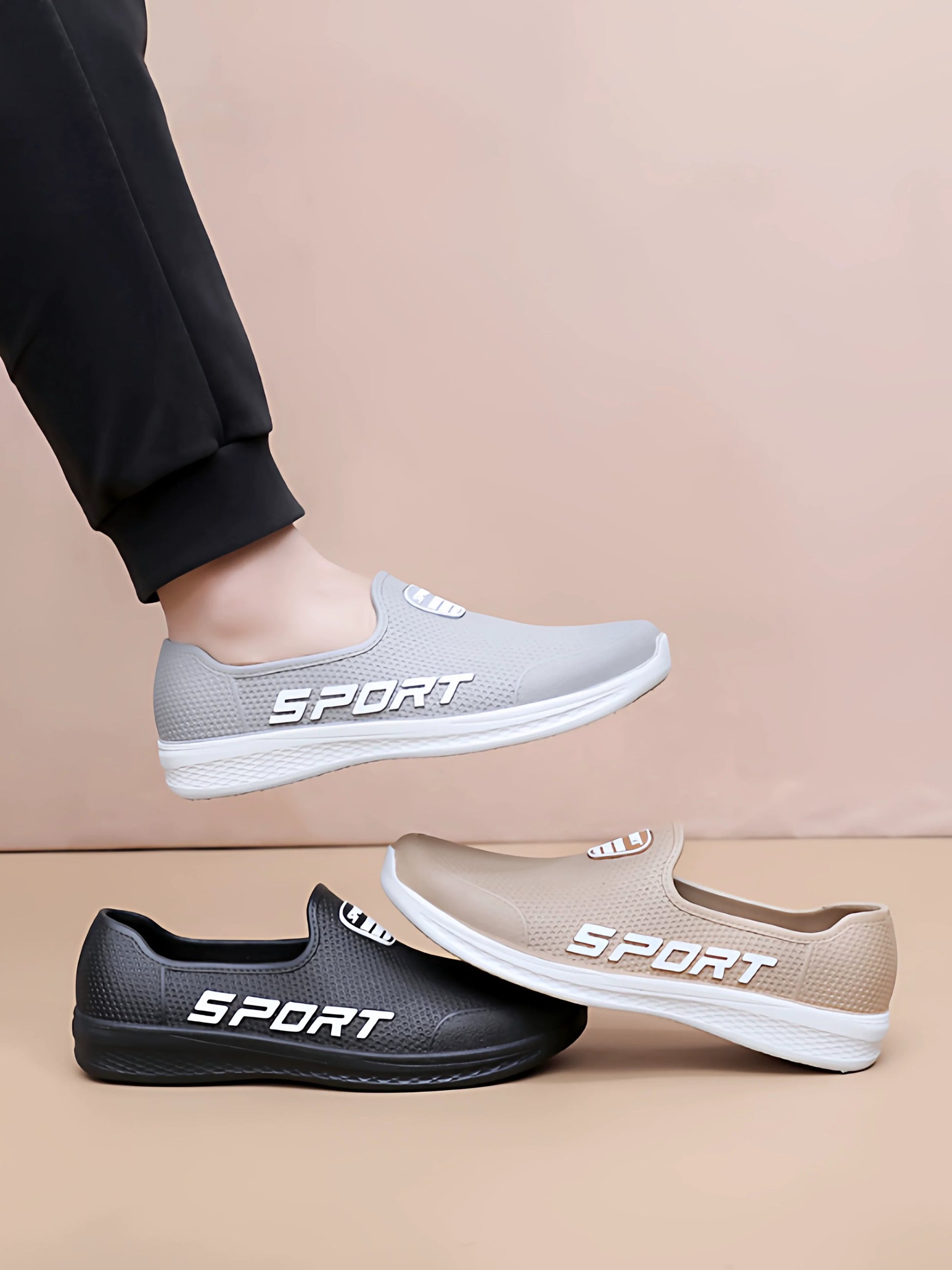 Trio Af Slip-On Træsko I Sort Grå Beige Farver — Nordleva