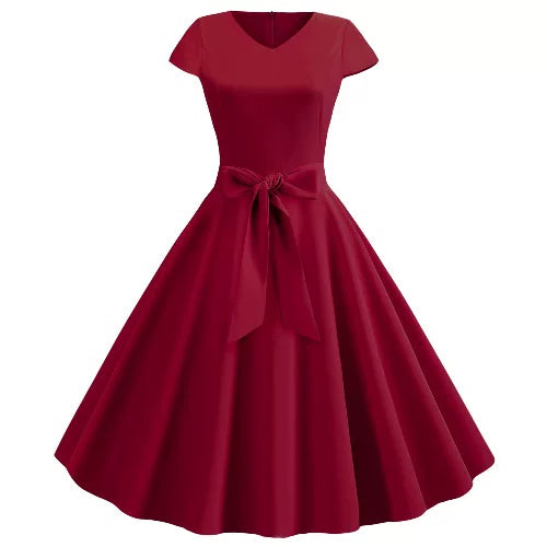 Koralorange vintage-kjole med feminin silhuet — Nordleva