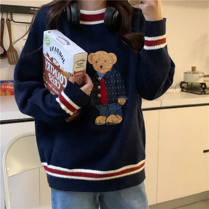 Strikket Sweater Med Teddybjørn
