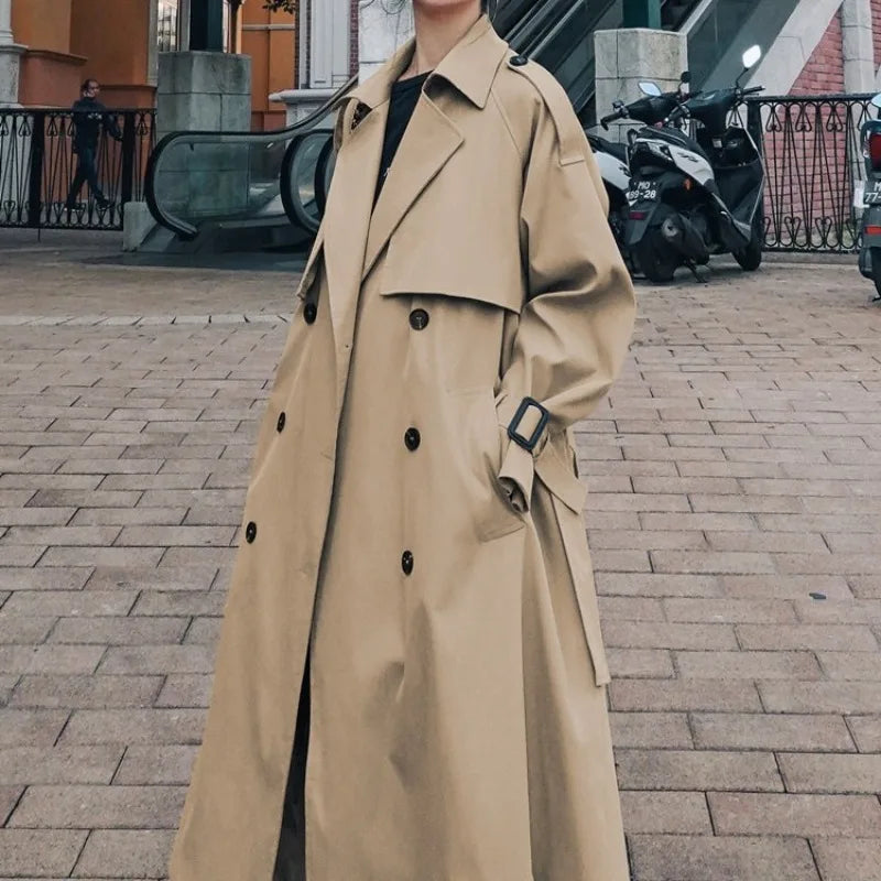 Lang Trenchcoat Med Brede Revers
