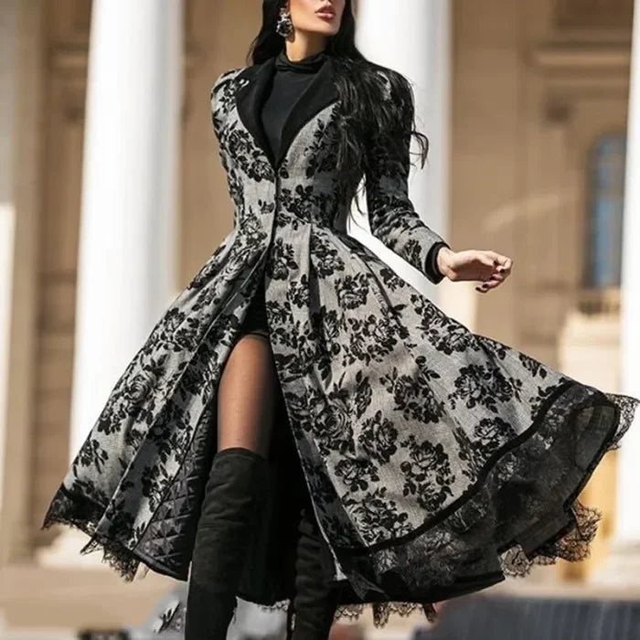 Blomstret Trenchcoat Med Swing-Snit