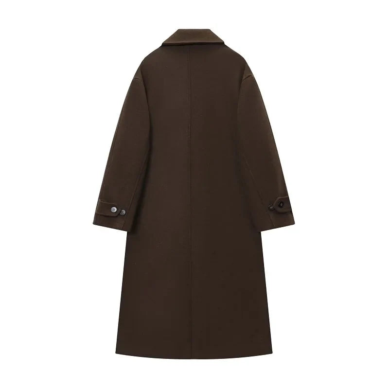 Oversized Lang Frakke med Dobbeltradet Lukning