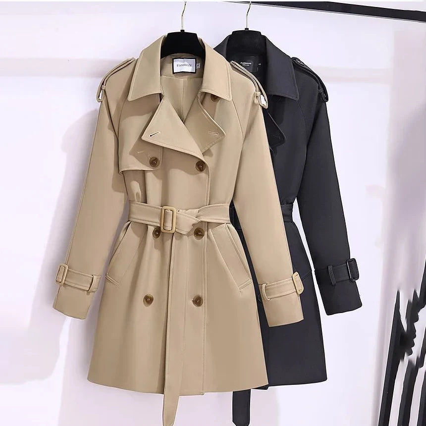 Sandfarvet Trenchcoat Med Stormklap