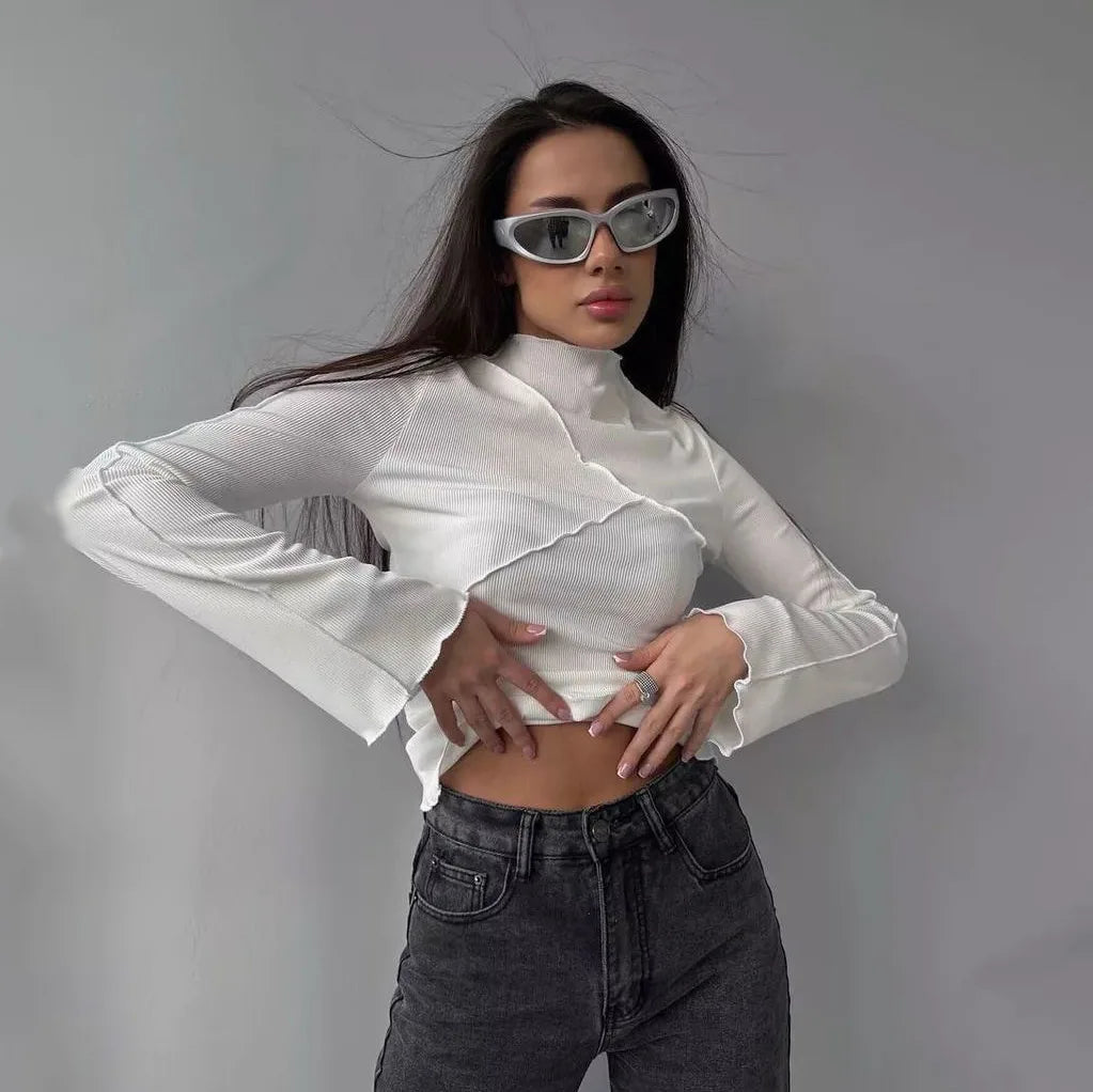 Asymmetrisk Ribstrikket Top
