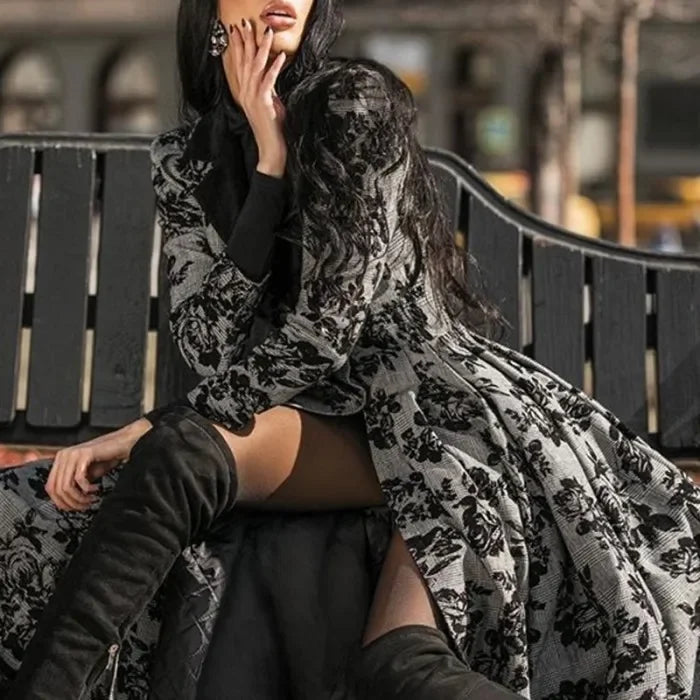 Blomstret Trenchcoat Med Swing-Snit