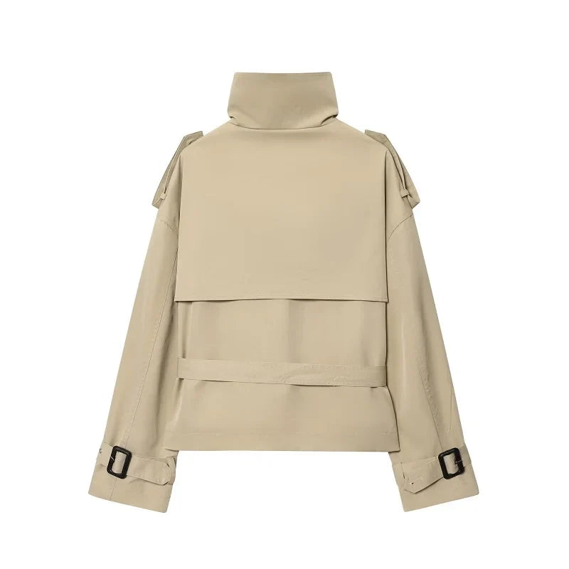 Khaki Cropped Trenchcoat