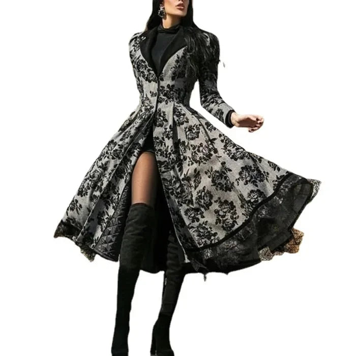 Blomstret Trenchcoat Med Swing-Snit