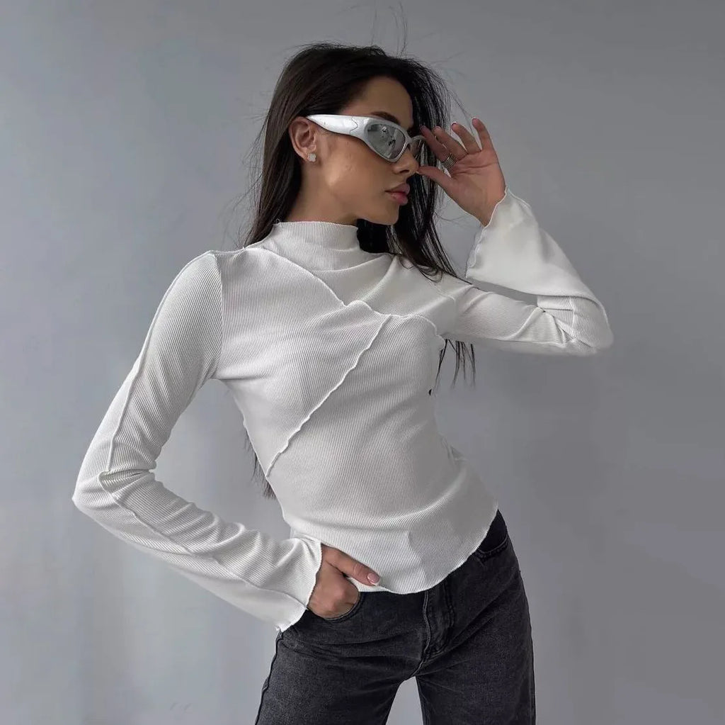 Asymmetrisk Ribstrikket Top