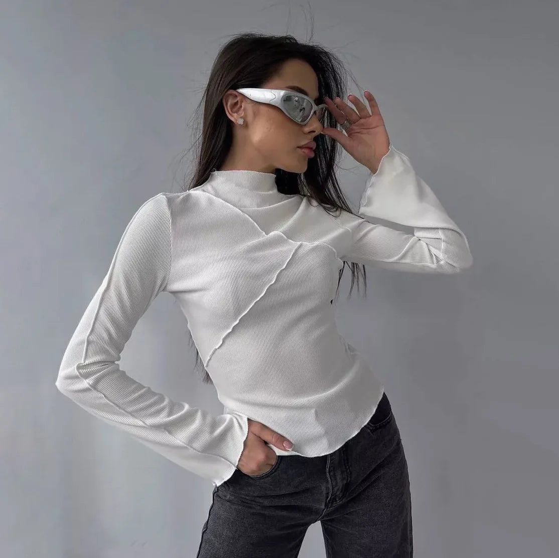 Asymmetrisk Ribstrikket Top
