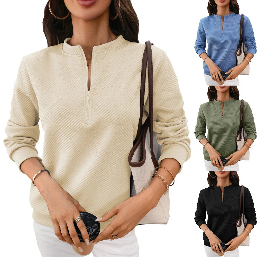 Strikket Pullover Med Kvart Lynlås