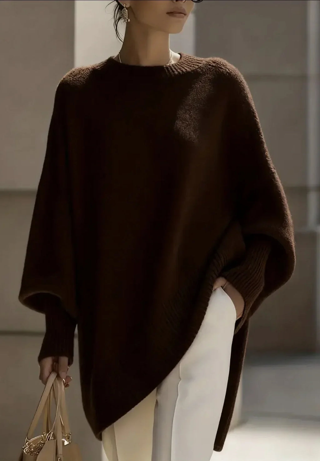 Oversized Asymmetrisk Strikbluse