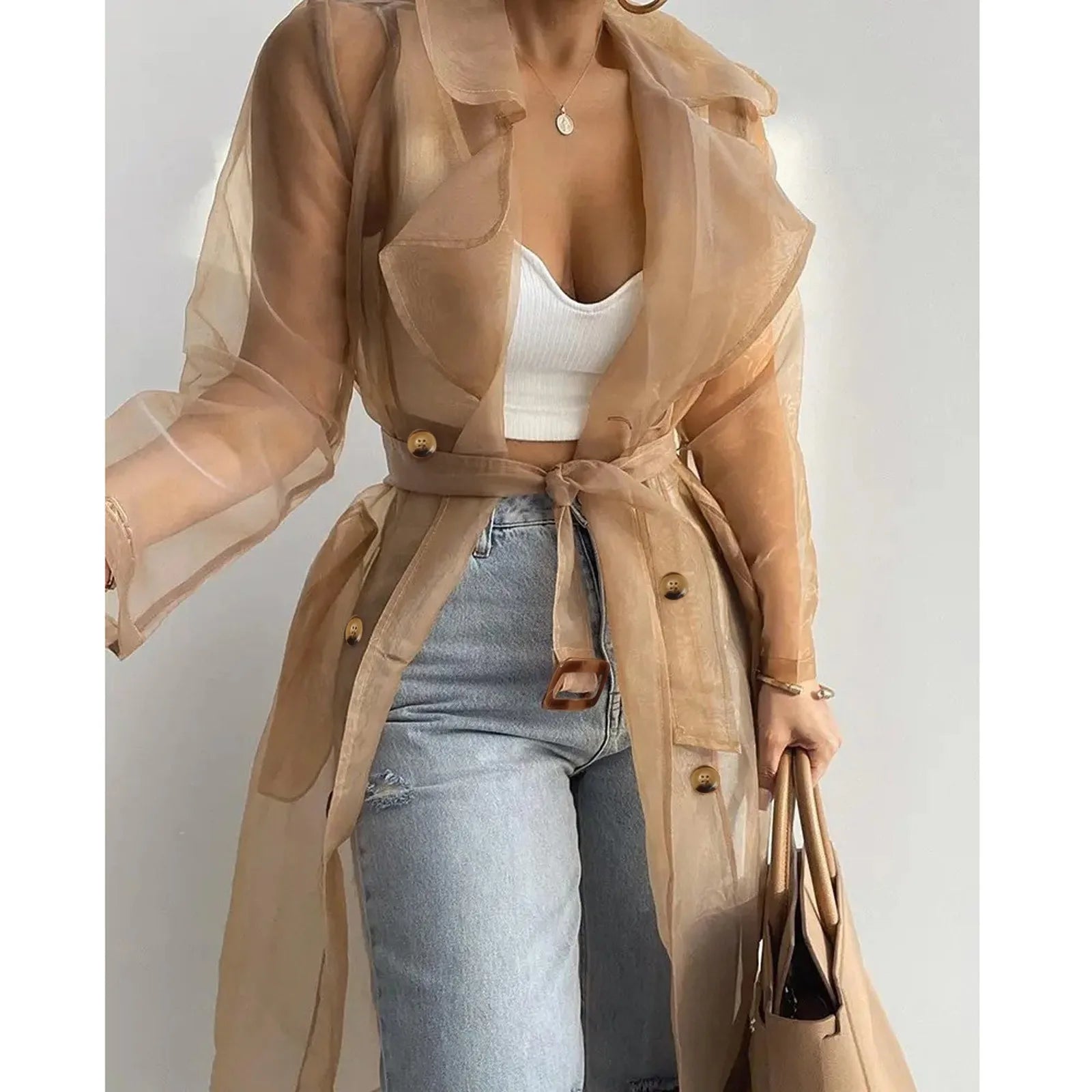 Transparent Trenchcoat Med Bindebælte