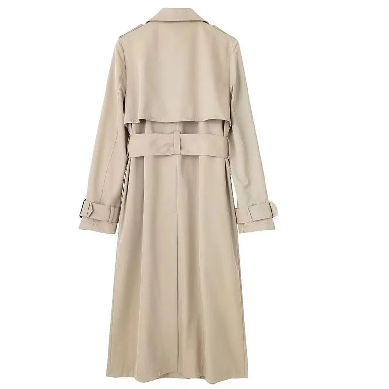 Lang Beige Trenchcoat Med Stormklap
