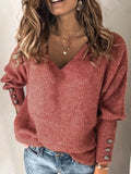 Ribstrikket Bluse Med V-Hals