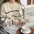 Afslappet Strikket Stribet Sweater