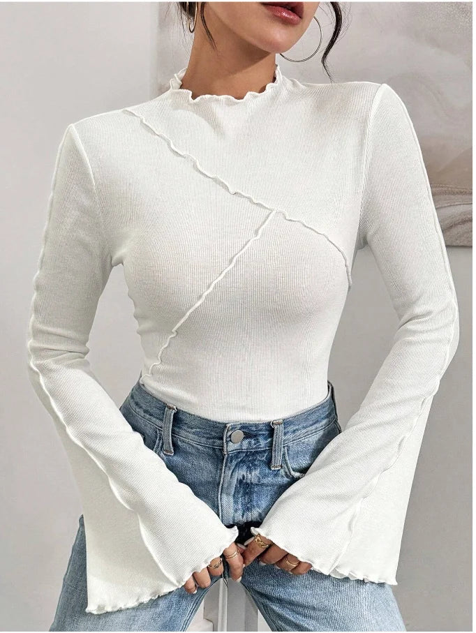 Asymmetrisk Ribstrikket Top