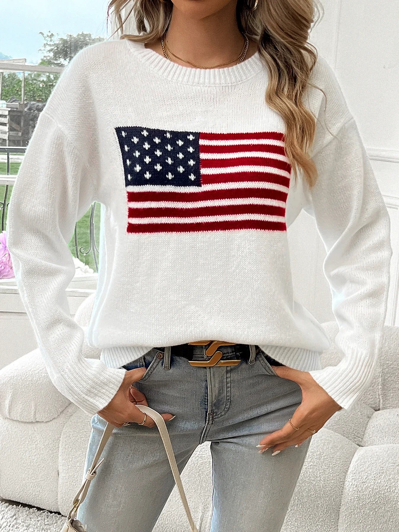 Striktrøje Med Amerikansk Flag