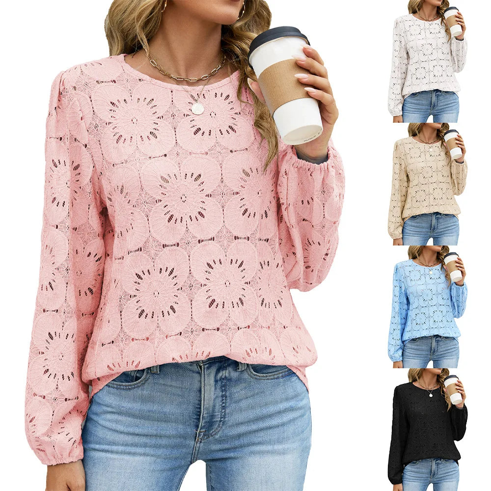 Bluse Med Blomstret Broderie Anglaise