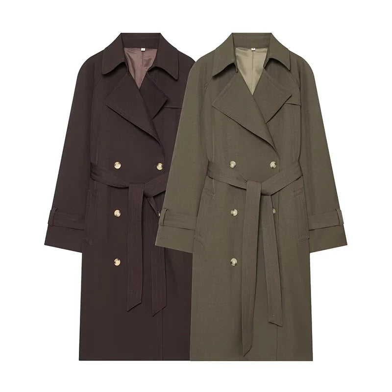 Lang Trenchcoat Med Brede Slag