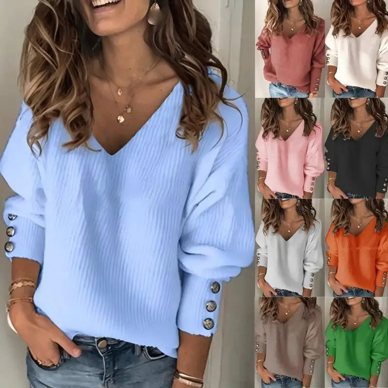 Ribstrikket Bluse Med Lanterneærmer