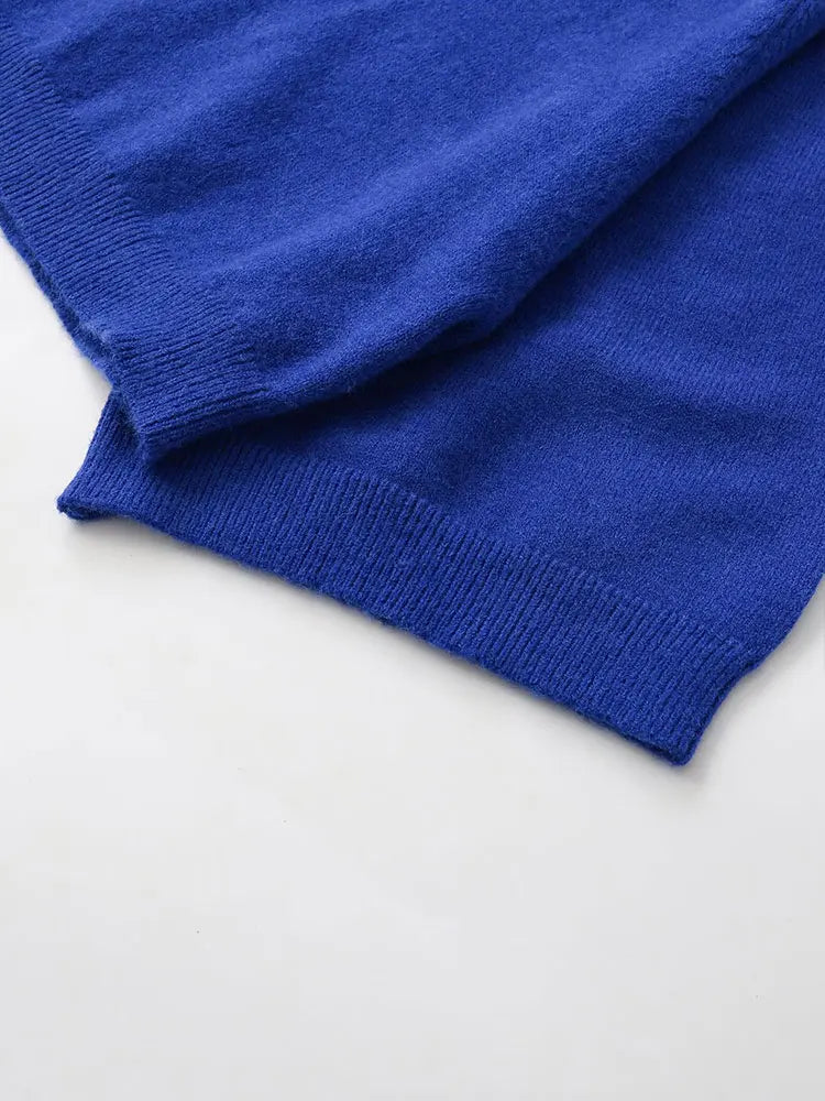 Strikbluse med Høj Hals