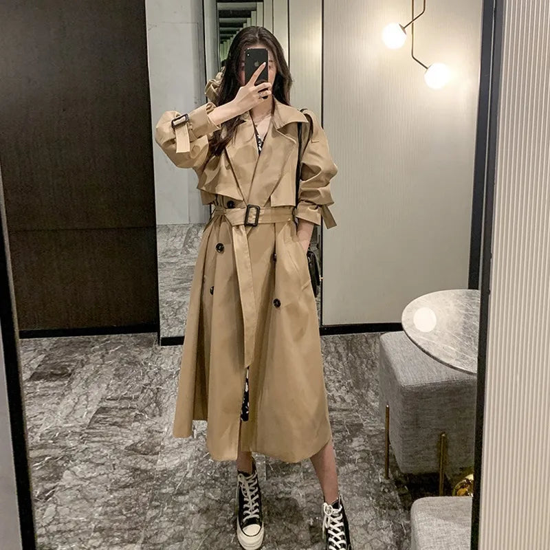 Lang Trenchcoat Med Brede Revers