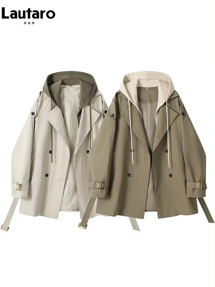 Trenchcoat med Hætte og Bælte