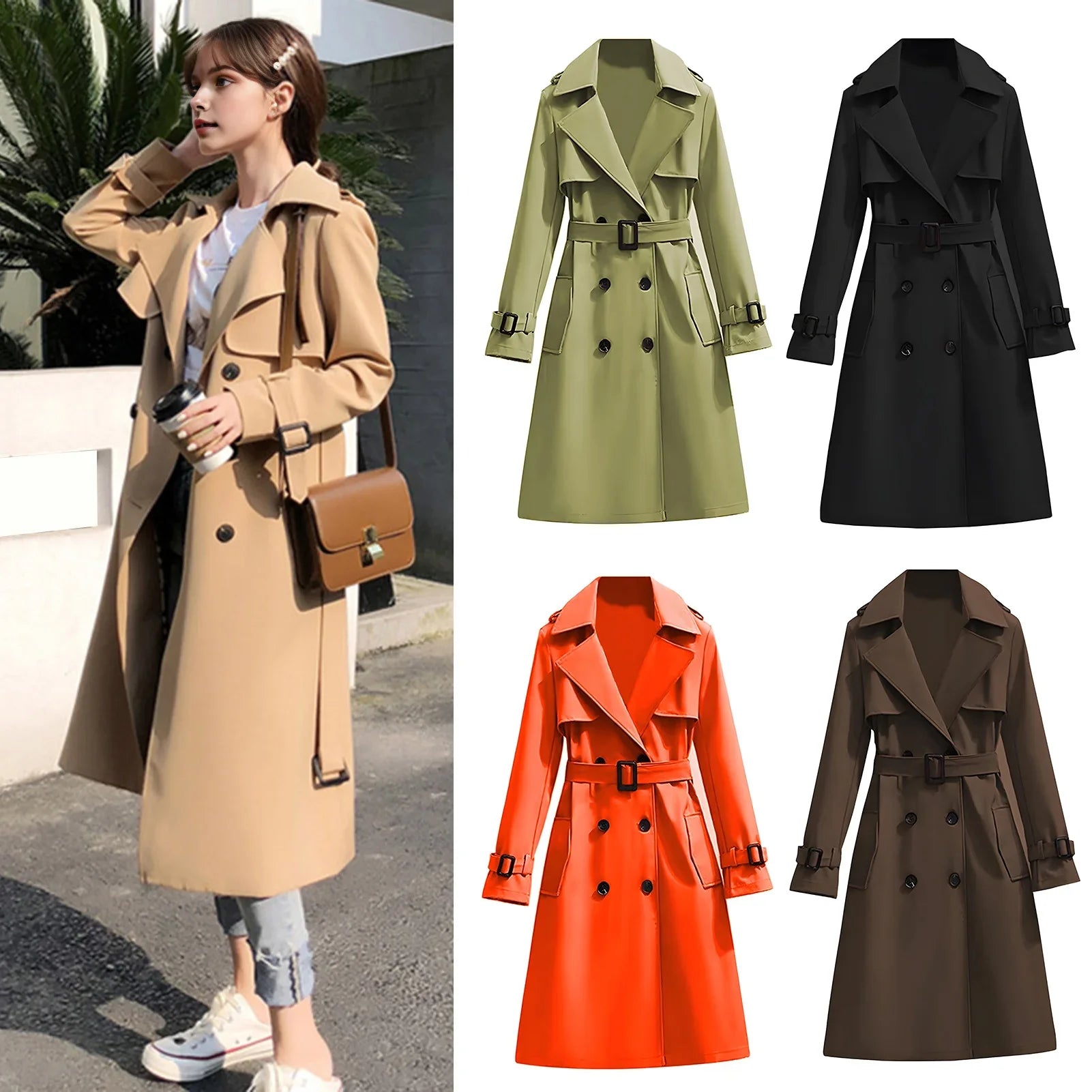 Lang Trenchcoat Med Brede Revers 2