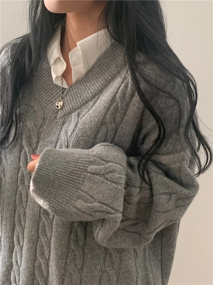 Oversized Kabelstrikket Sweater
