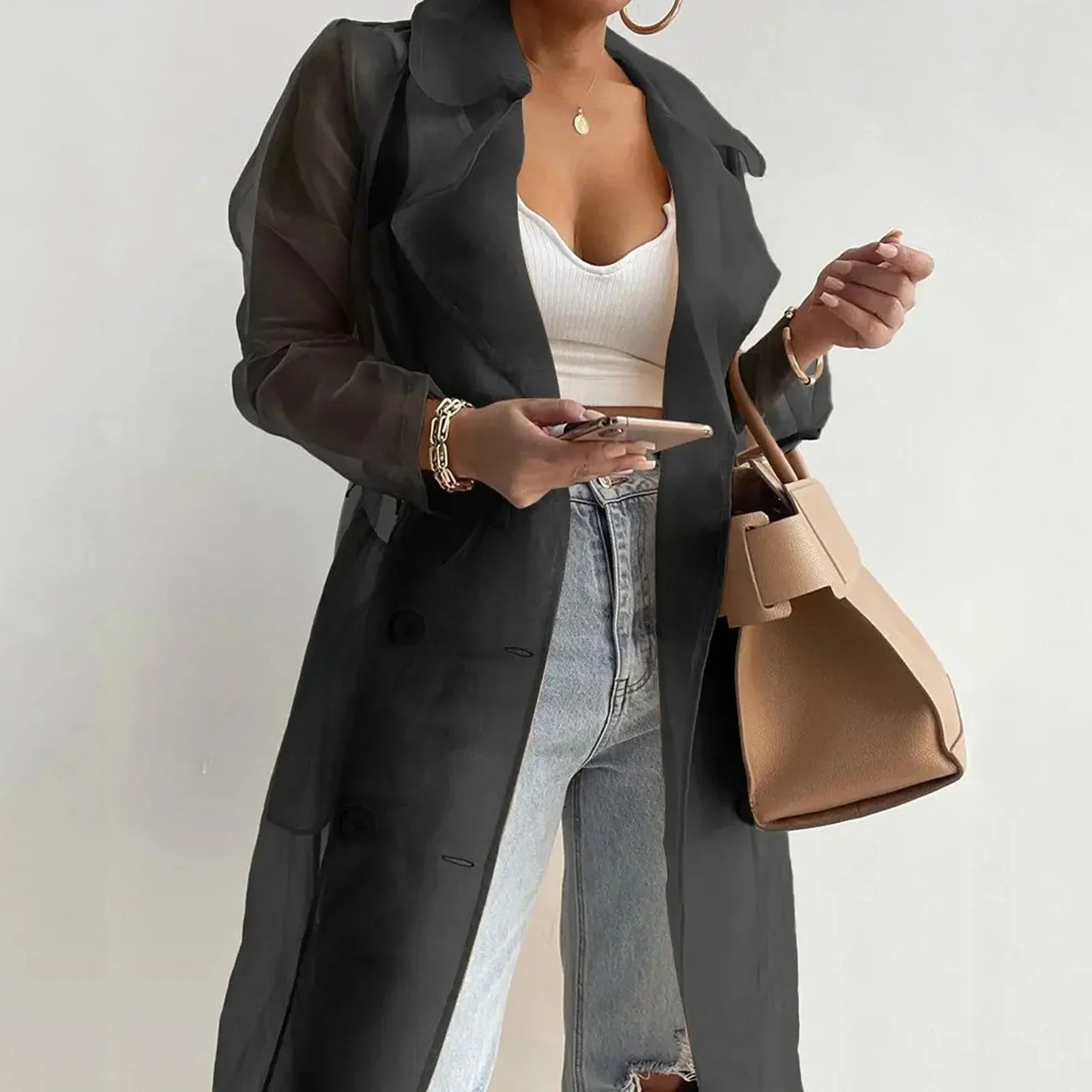 Transparent Trenchcoat i Mesh