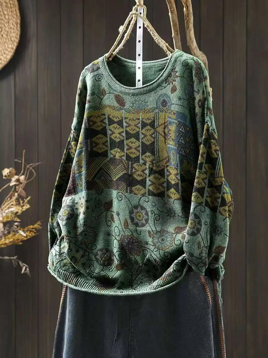 Striktrøje Med Vintageprint