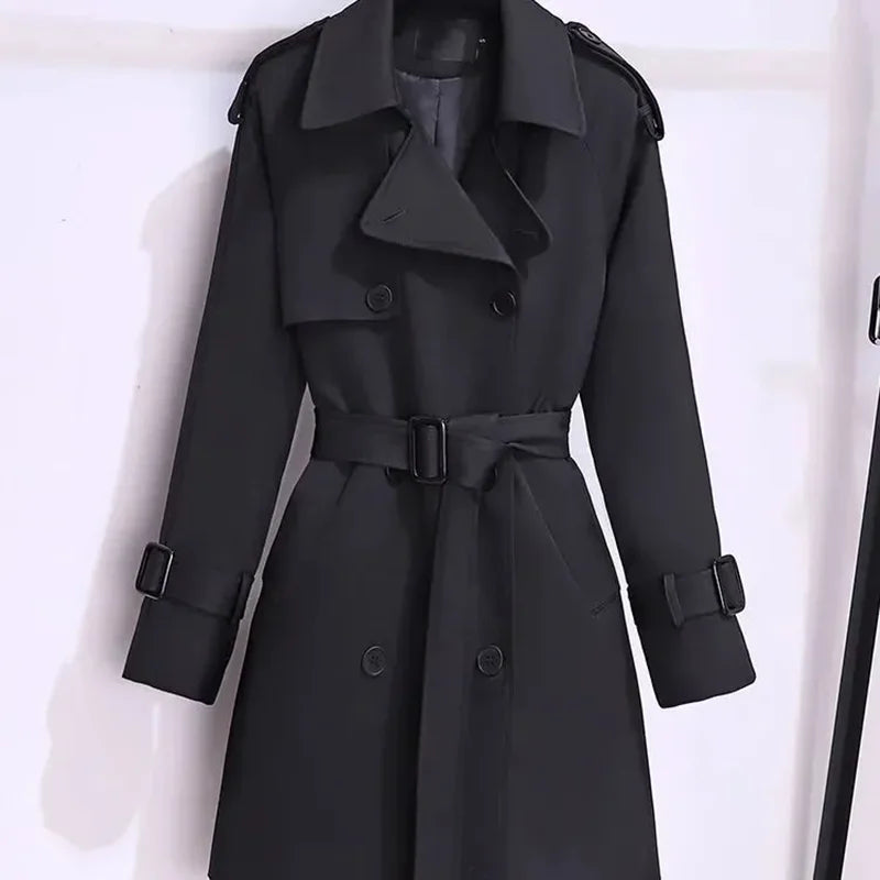Sandfarvet Trenchcoat Med Stormklap