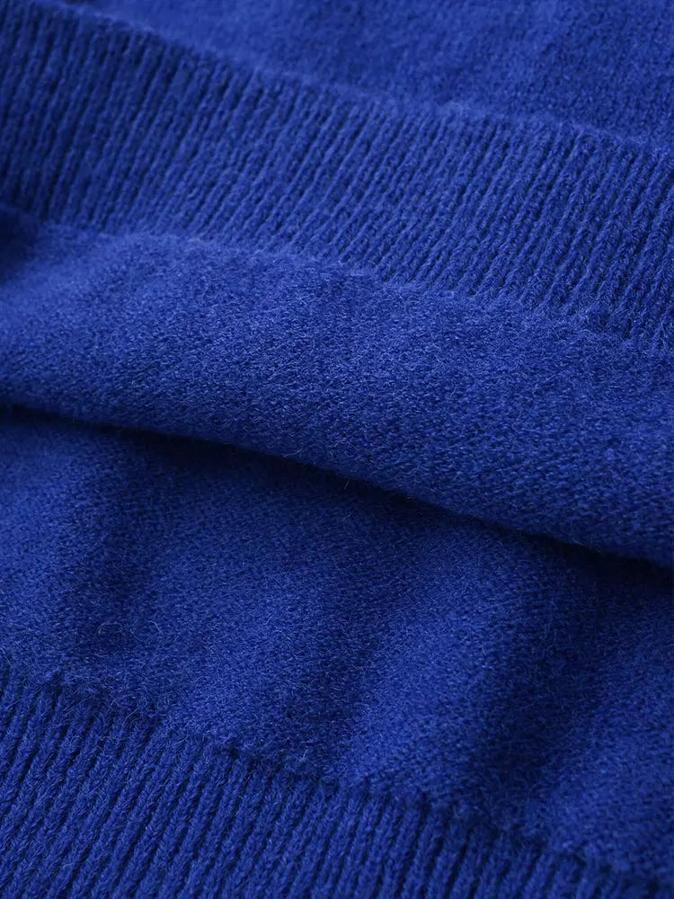 Strikbluse med Høj Hals