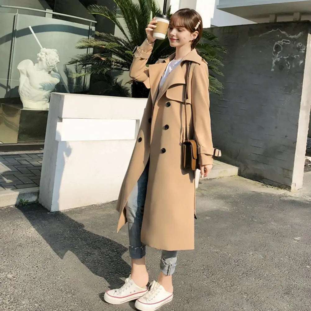 Lang Trenchcoat Med Brede Revers 2