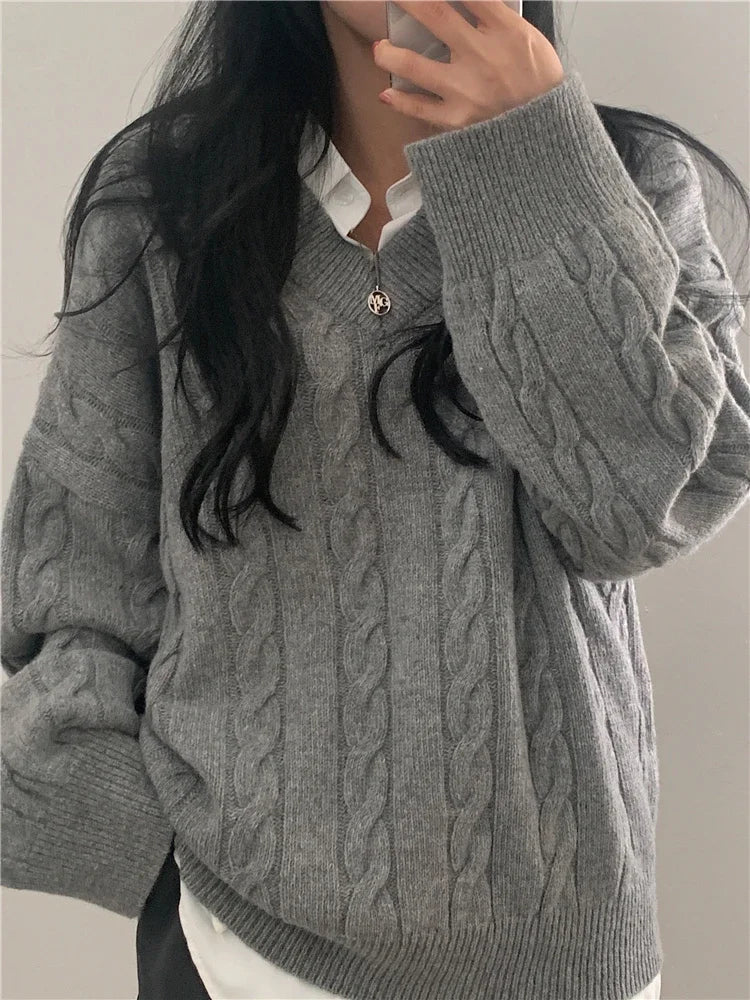 Oversized Kabelstrikket Sweater