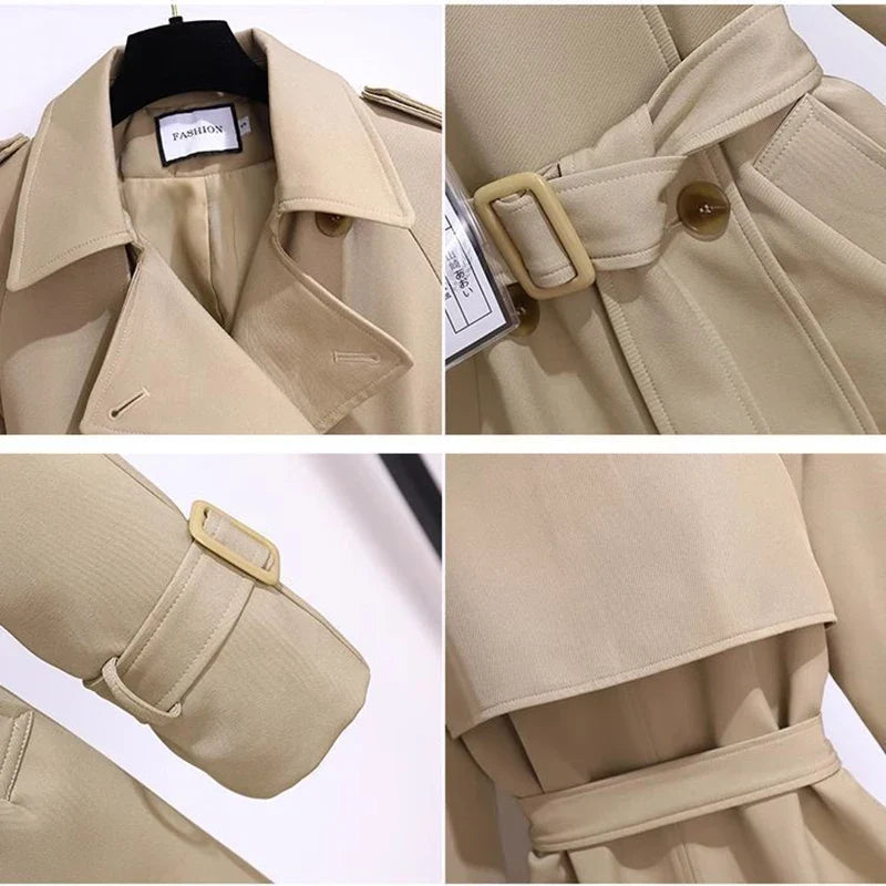 Sandfarvet Trenchcoat Med Stormklap