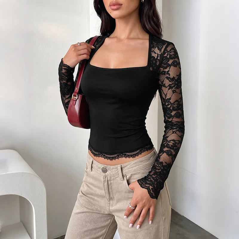 Crop Top i Blonde Med Firkantet Halsudskæring