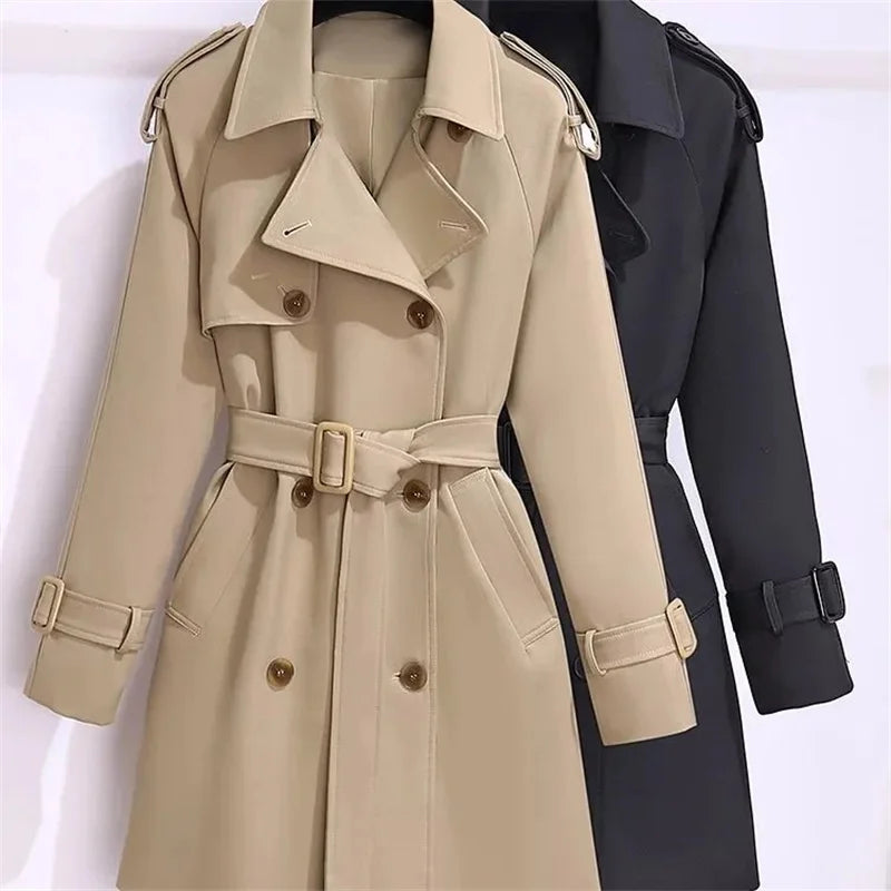 Dobbeltradet Trenchcoat Med Skulderstropper