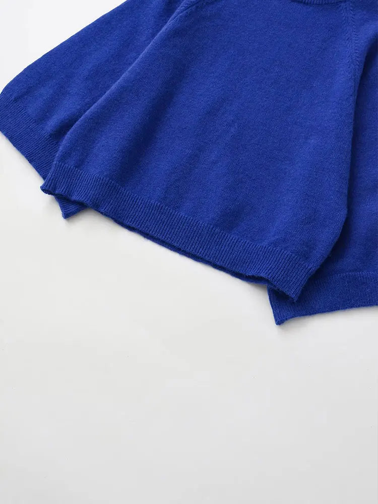 Strikbluse med Høj Hals