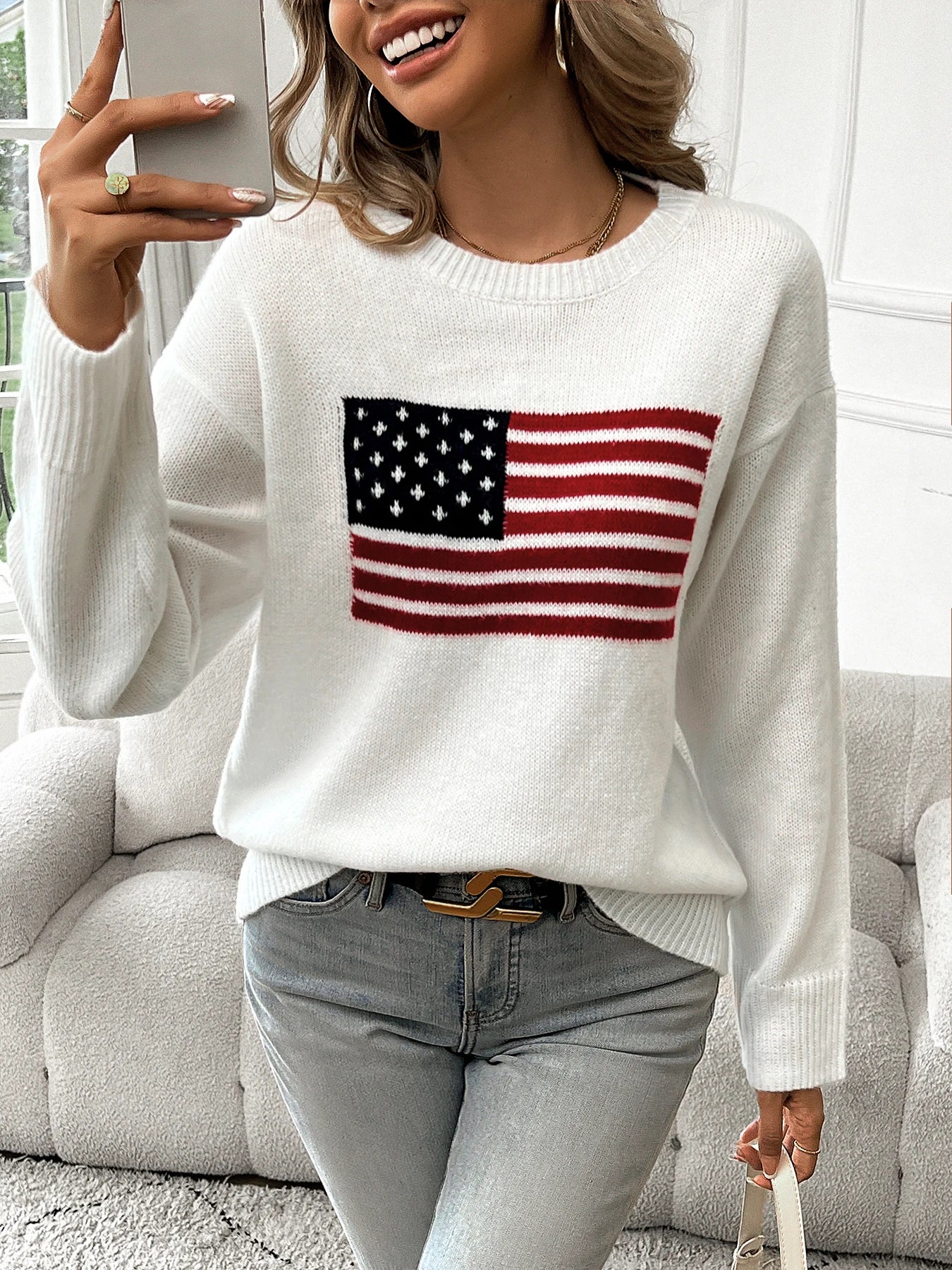 Striktrøje Med Amerikansk Flag