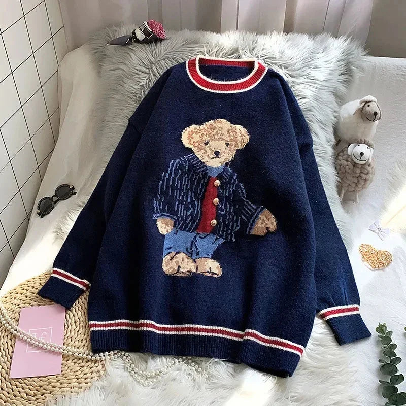 Strikket Sweater Med Teddybjørn