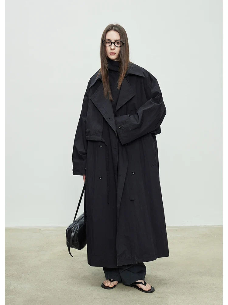 Sandfarvet Trenchcoat Med Store Revers