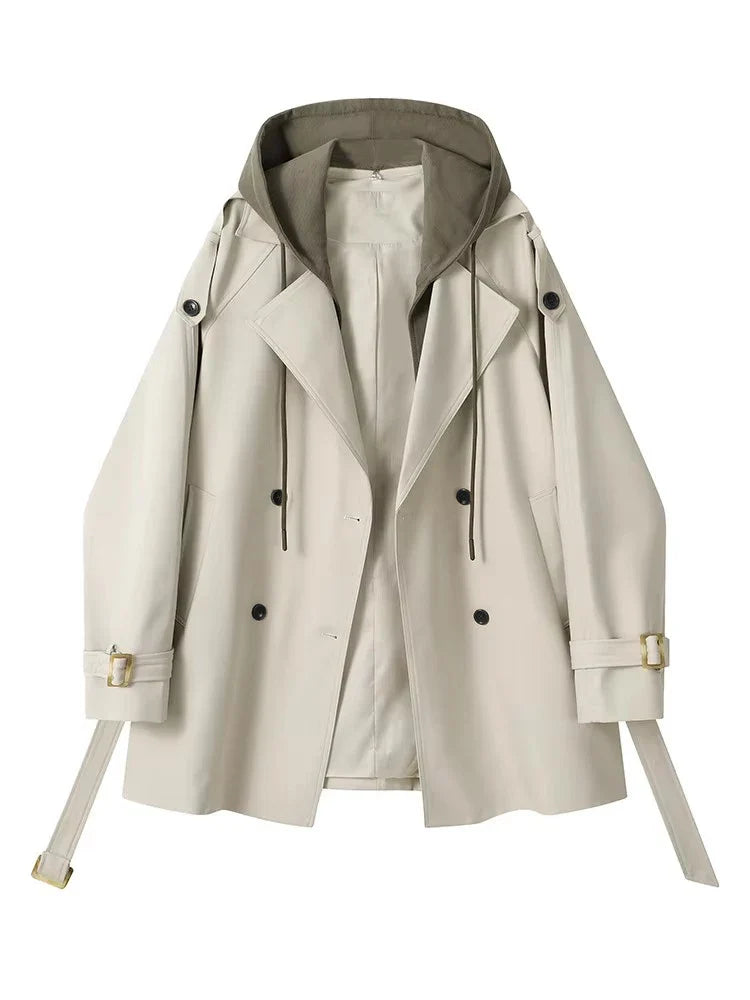 Trenchcoat med Hætte og Bælte