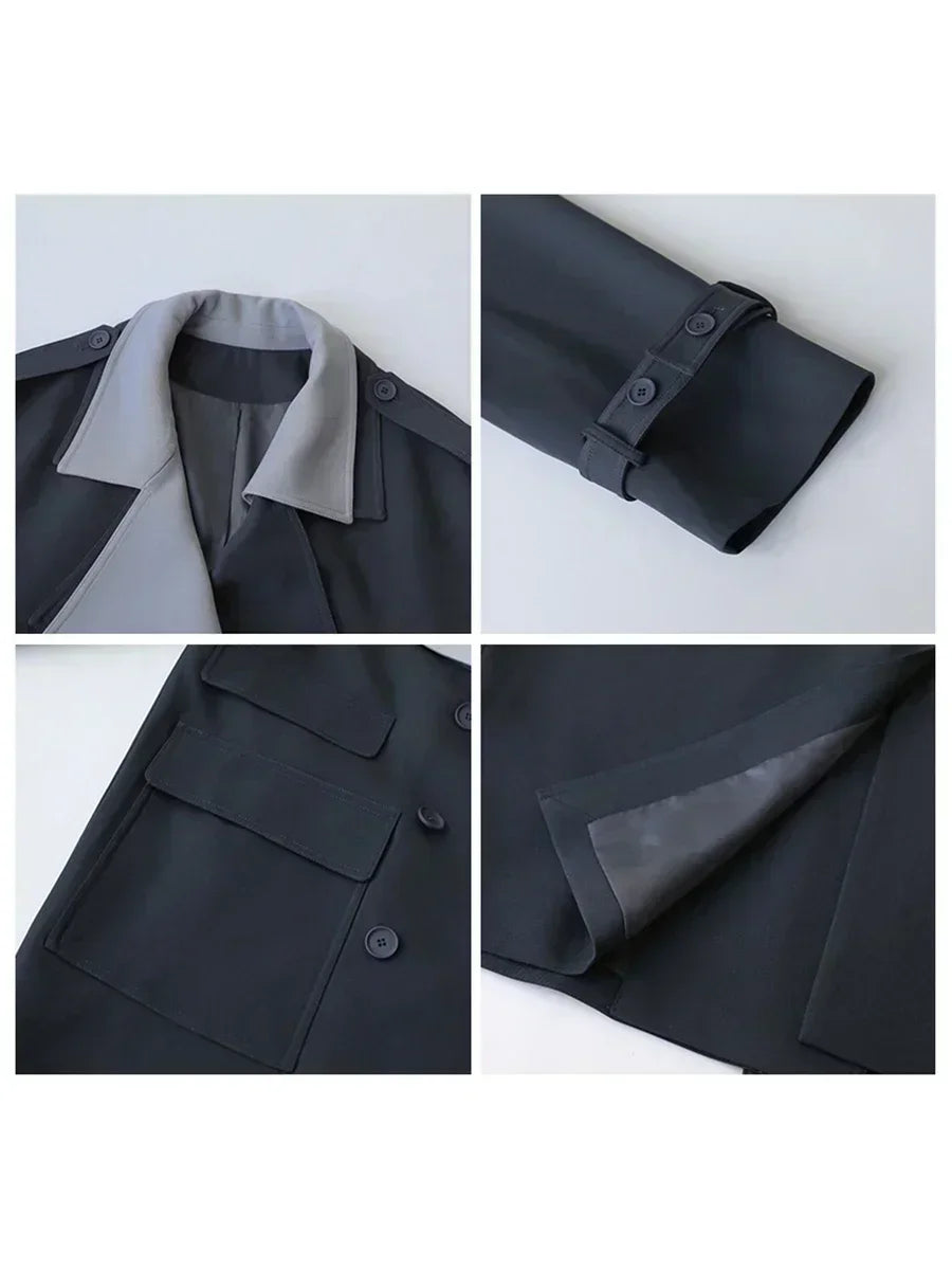 Lang Trenchcoat med Kontrastrevers