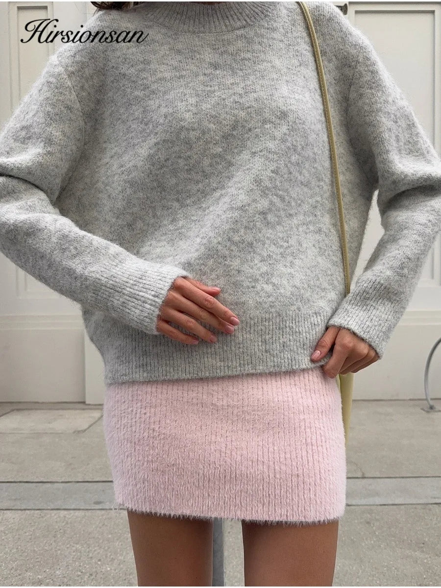 Oversized Børstet Striktrøje