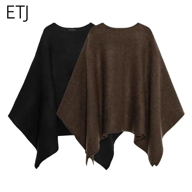 Oversized Cape-Striktrøje Med Flagermusærmer