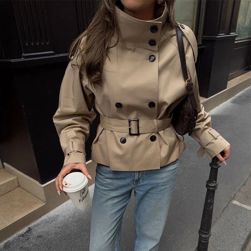 Khaki Cropped Trenchcoat