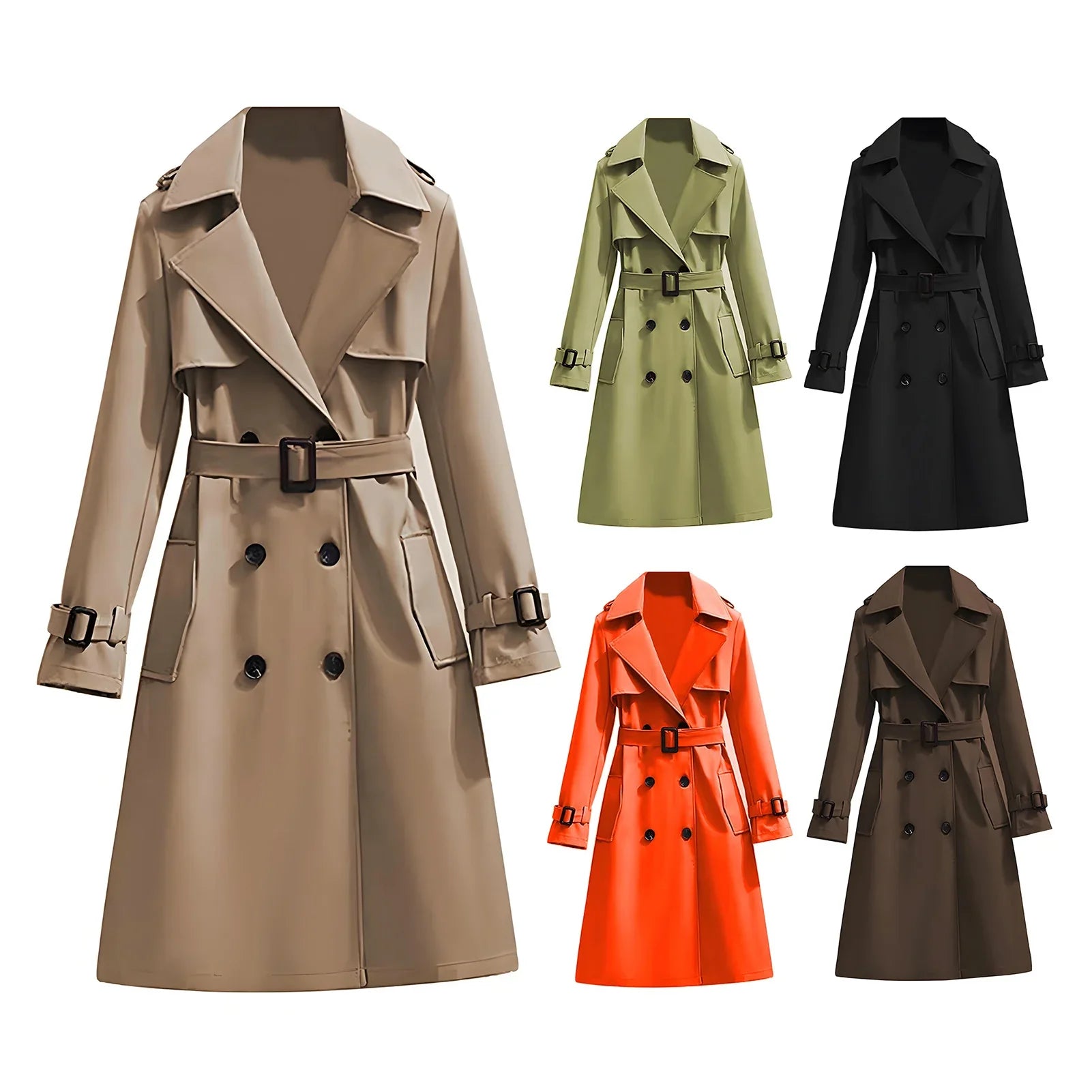 Lang Trenchcoat Med Brede Revers 2
