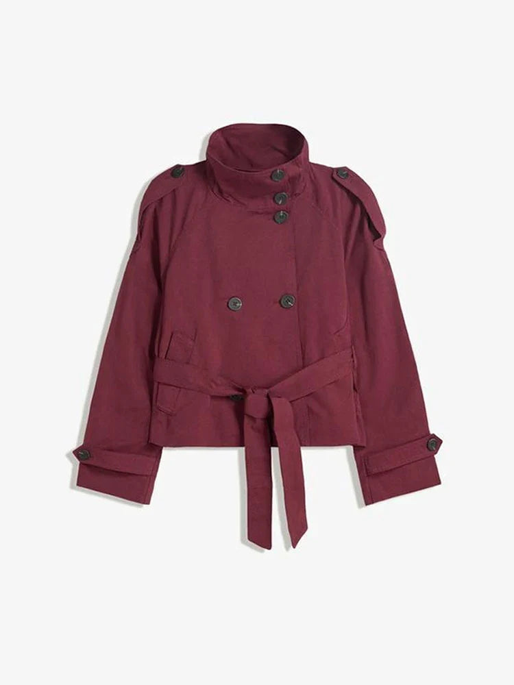 Kort Trenchcoat Med Høj Krave