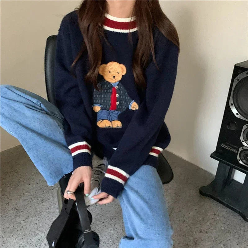 Strikket Sweater Med Teddybjørn
